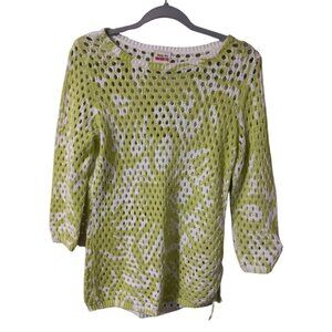 Ruby Rd. FAVORITES long sleeve knit sweater Green/White Size M